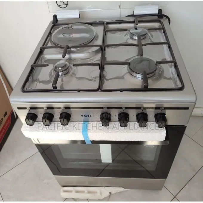 VON 60×55, 3Gas Europool Burners + 1Electric Hotplate Standing Cooker