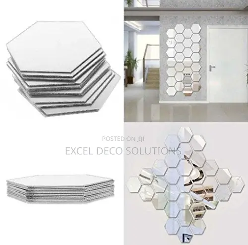 Peel and Stick Hexagon Mirrors - 12Pcs DIY Acrylic Mirror Tiles