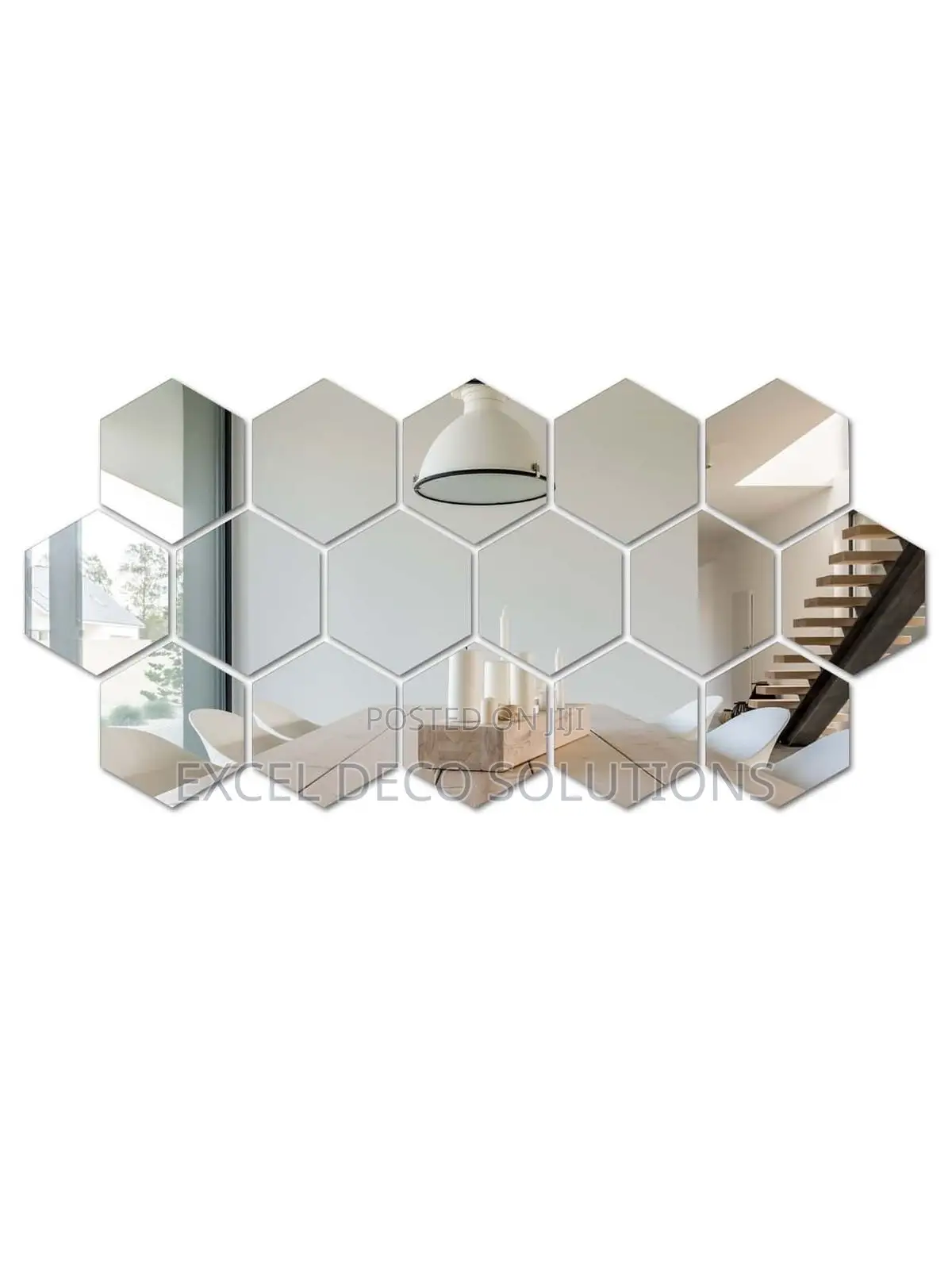 Peel and Stick Hexagon Mirrors - 12Pcs DIY Acrylic Mirror Tiles