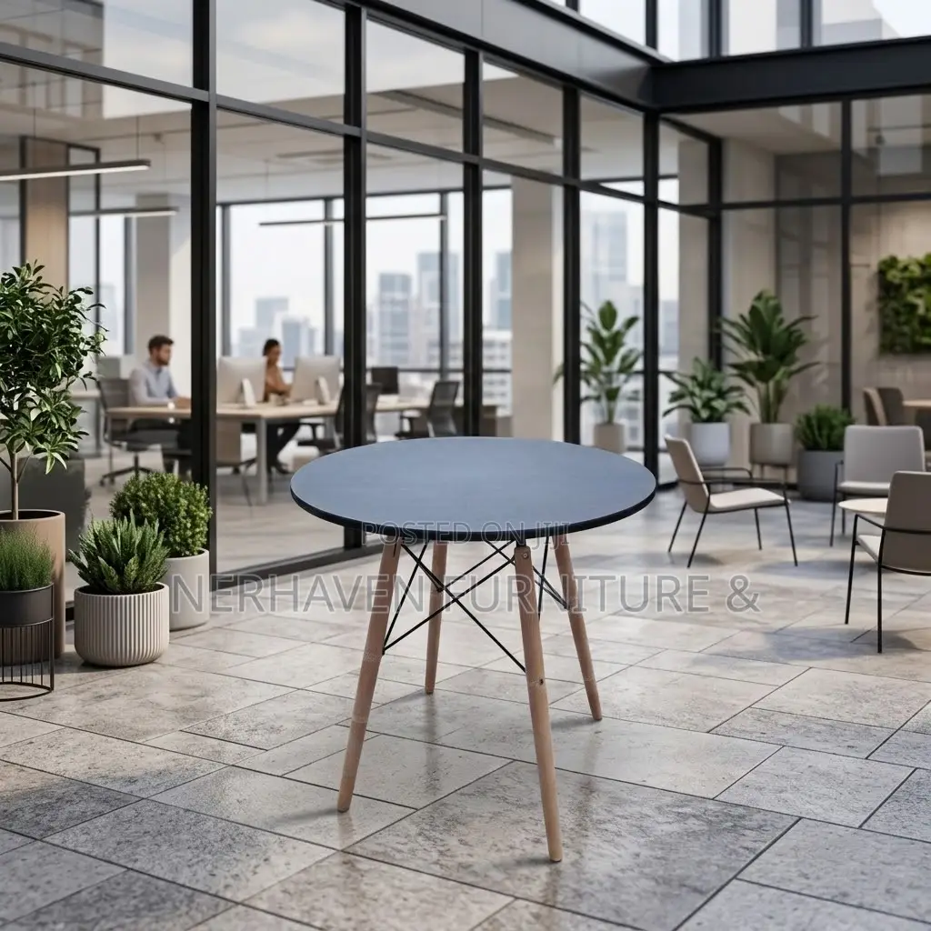 Round Black Wooden Dining Table – Modern Dining Table