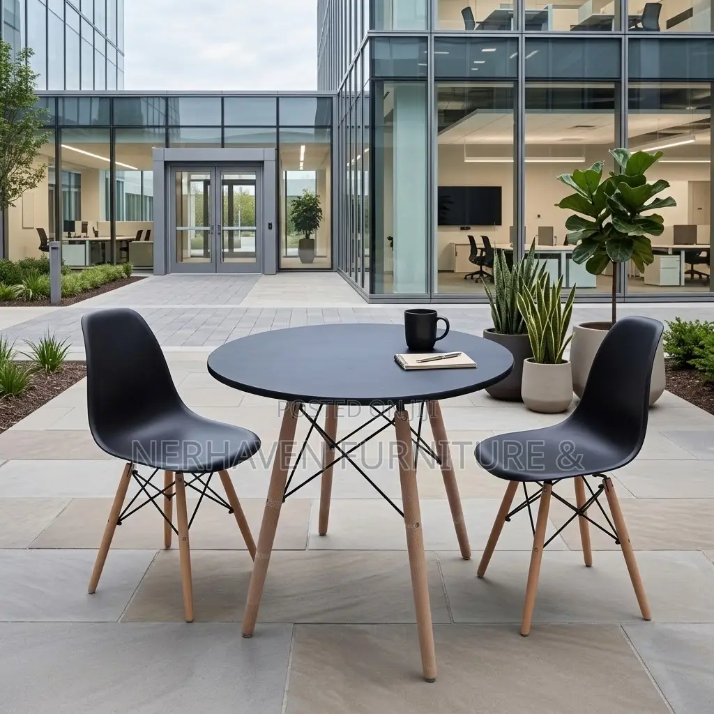 Round Black Wooden Dining Table – Modern Dining Table