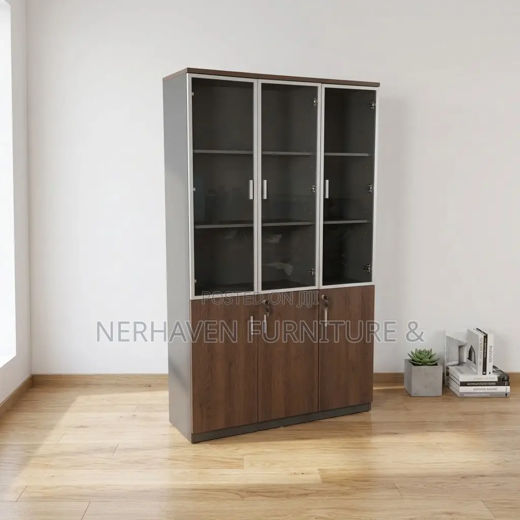 3 Door Wooden Cabinet – Modern Office Storage Cabinet
