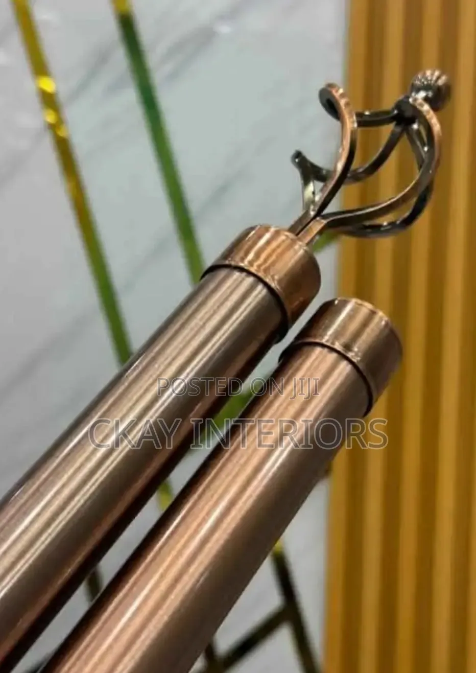 Brown and Black 2m Double Adjustable Curtain Rods