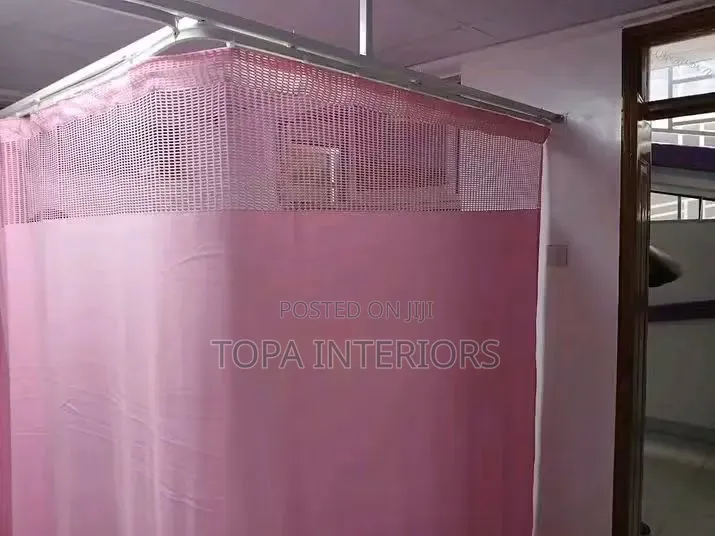 Pink Hospital Ward Partitioning Curtains With Top Mesh