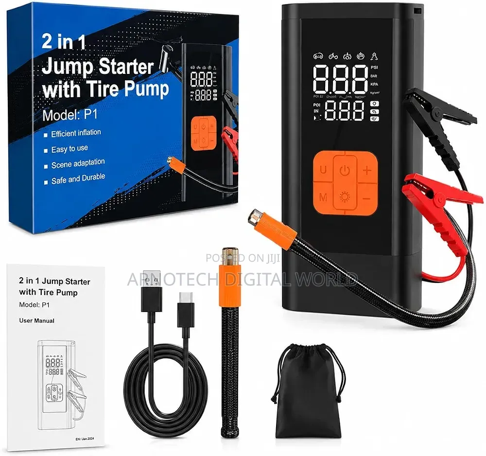 2in1Portable Car Jump Starter With Digital Tire Inflator