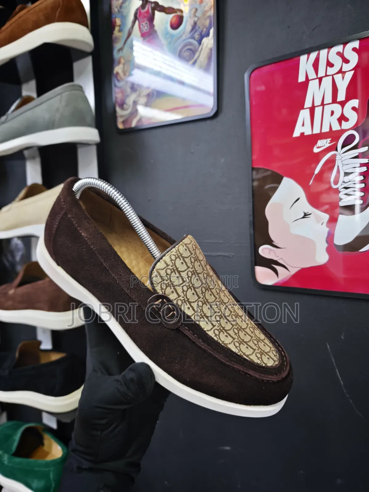 Dark Tan Dior Slip on Suede Mens Loafers