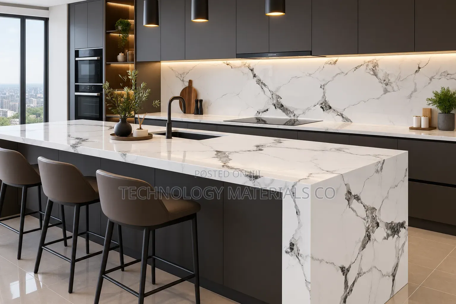 White Calacatta Sintered Stone Slab – Luxury Marble Look