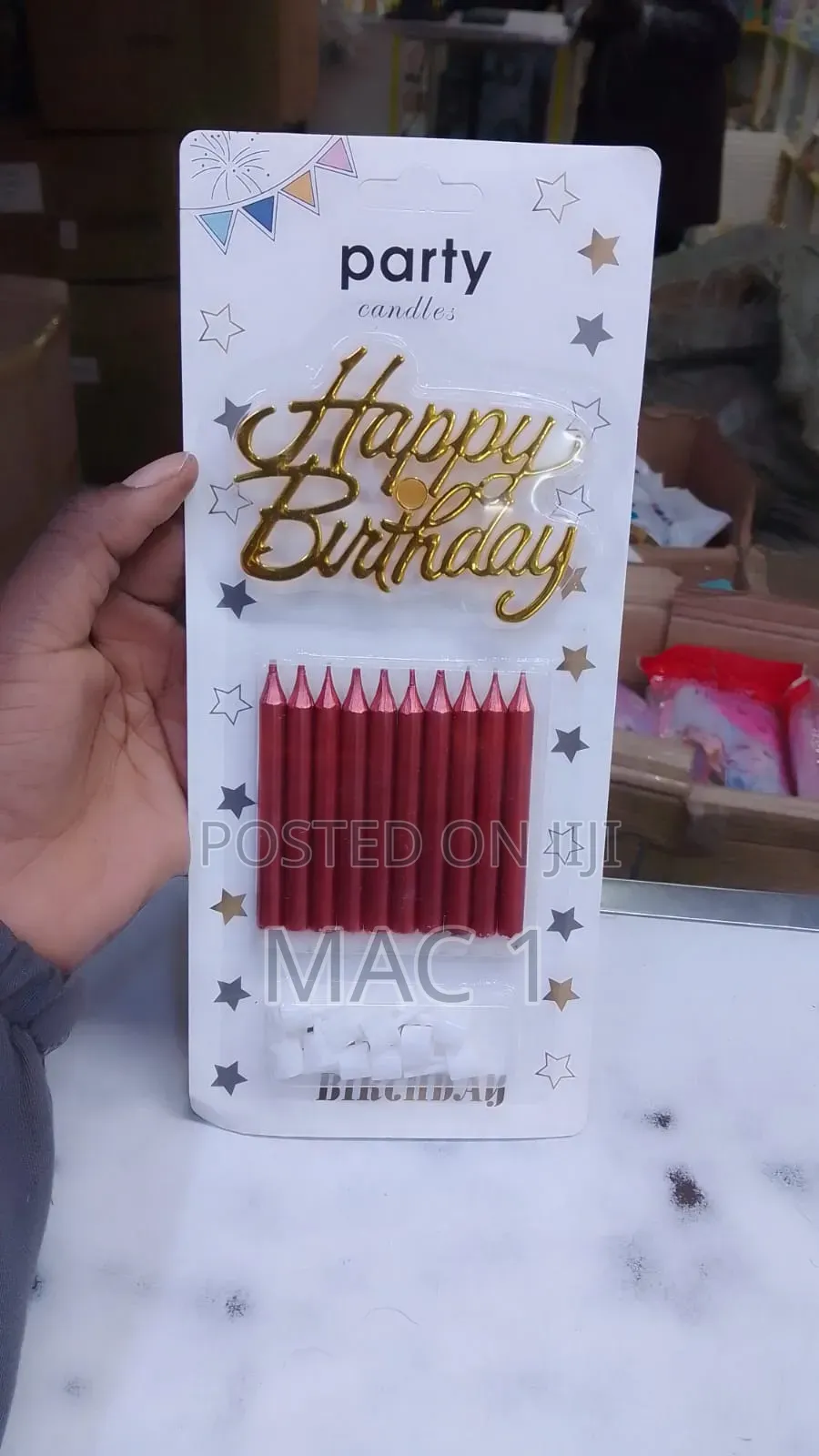 Happy Birthday Cake Topper With Metallic Candles Set