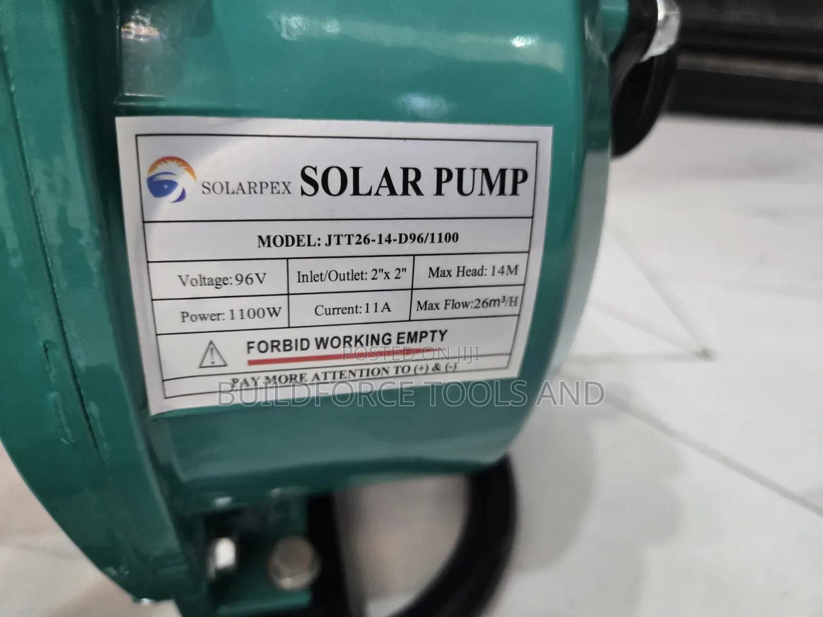 Solarpex 1100W 96V DC Surface Solar Water Pump JTT26-14-D96/1100