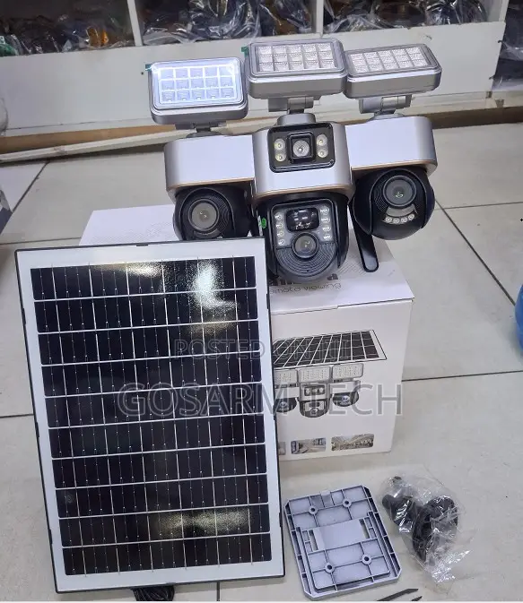 V380 Triple Lens Outdoor Solar Camera 4G SIM Card Night Vision