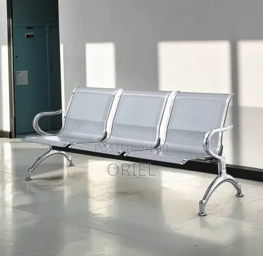Office 3-Seater Bench : Steel Frame Waiting Bench