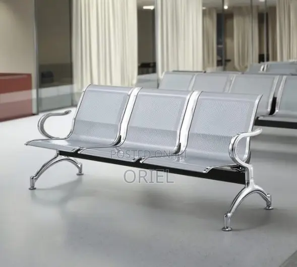 Office 3-Seater Bench : Steel Frame Waiting Bench