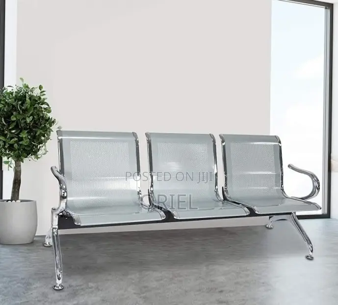 Office 3-Seater Bench : Steel Frame Waiting Bench