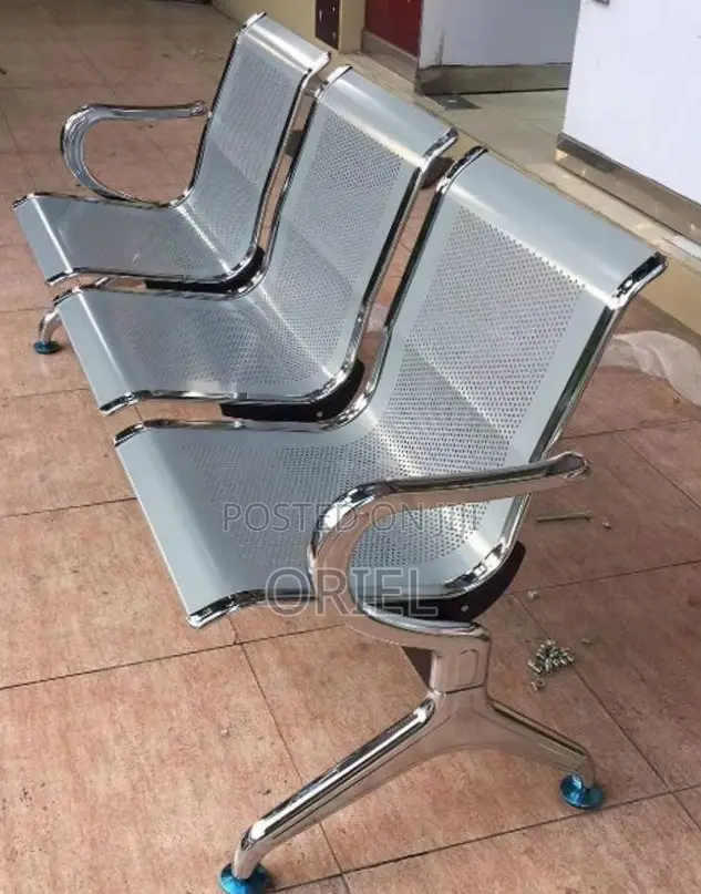 Office 3-Seater Bench : Steel Frame Waiting Bench