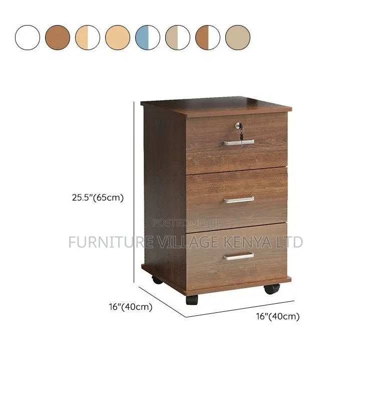 Cabinet; Lockable-Wooden 3 Drawer Mobile Pedestal Cabinet