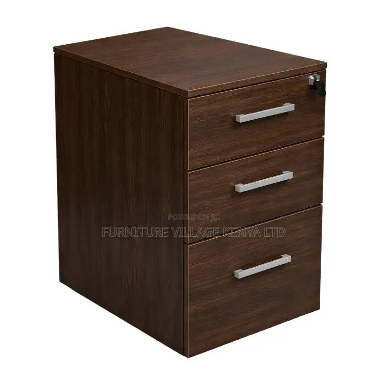 Cabinet; Lockable-Wooden 3 Drawer Mobile Pedestal Cabinet
