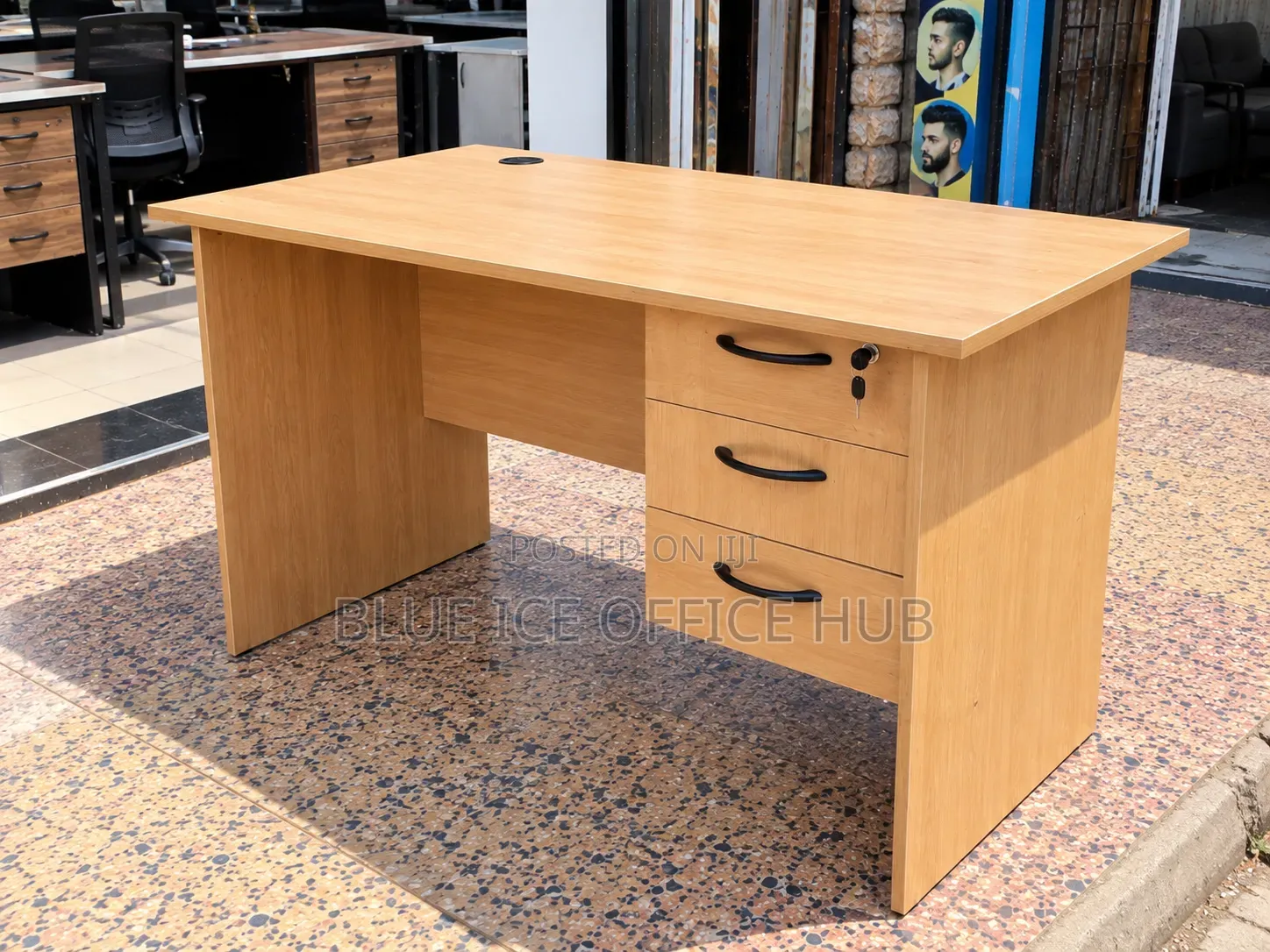 Modern Wooden Office Desk With 3 Drawers Lockable Storage