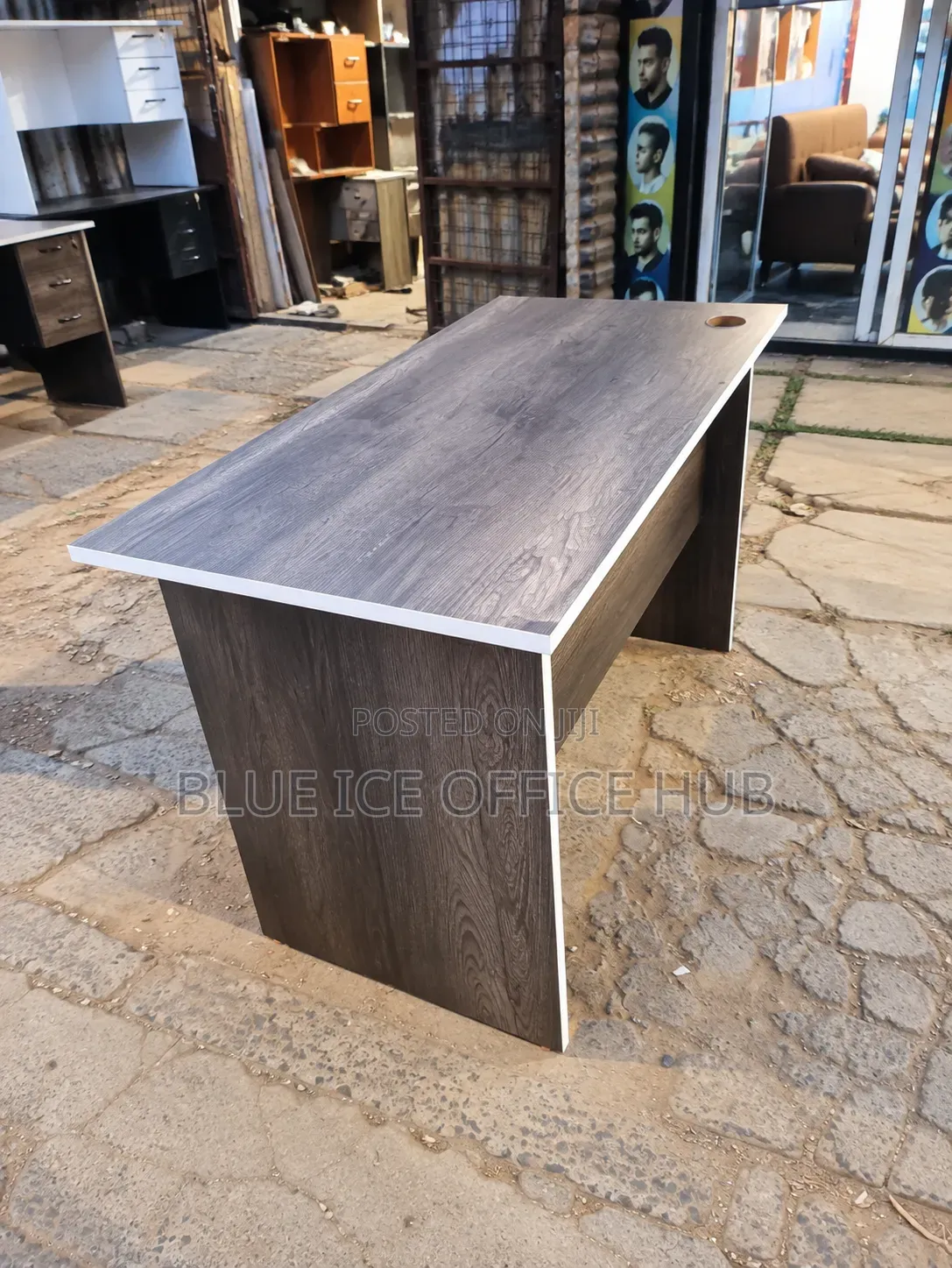 Modern Executive Office Desk With 3 Drawers – Dark Wood Finish