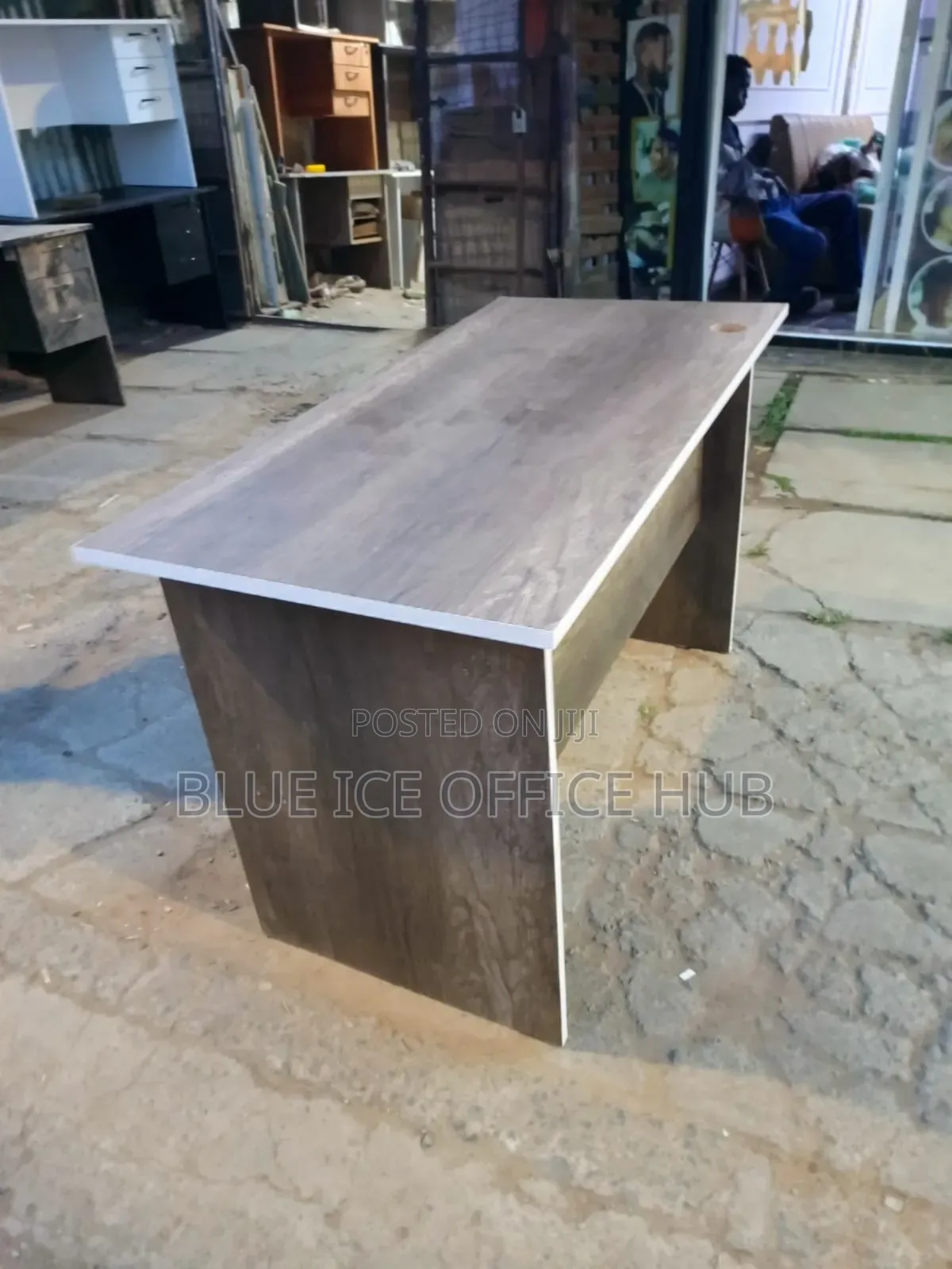 Modern Executive Office Desk With 3 Drawers – Dark Wood Finish
