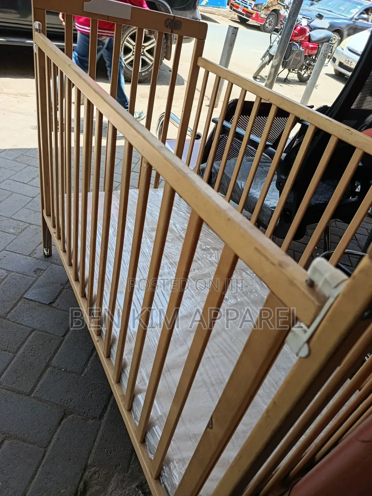 Foldable Wooden Baby Cot With Mattress