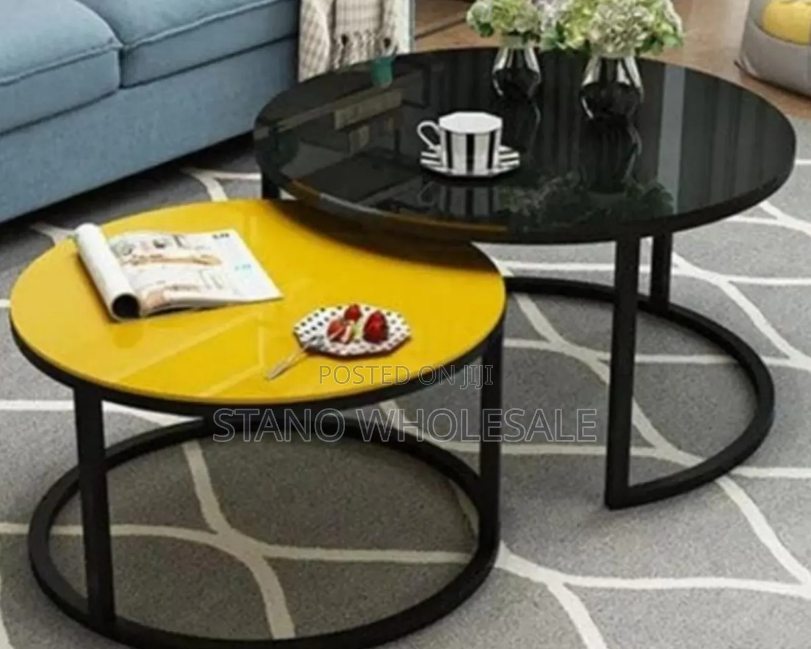 Executive Black and Yellow Nesting Table