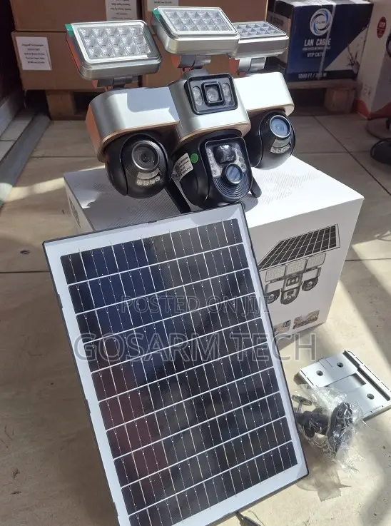 V380 4G Triple Lens Solar Powered PTZ Camera With Dual Panels