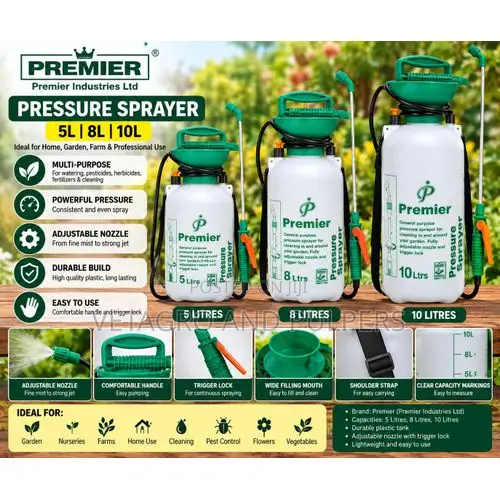 Premier Heavy Duty Manual Pressure Sprayer 500ML, 1l, 5L, 8L 10L