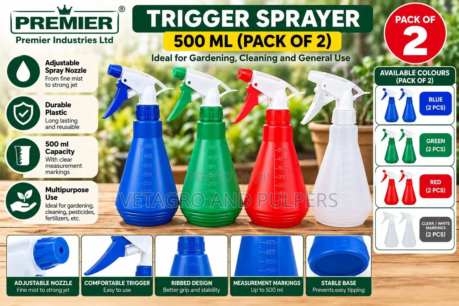 Premier Heavy Duty Manual Pressure Sprayer 500ML, 1l, 5L, 8L 10L