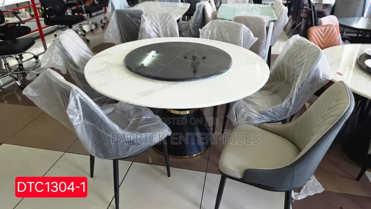 6-Seater Modern Round Marble Dining Set