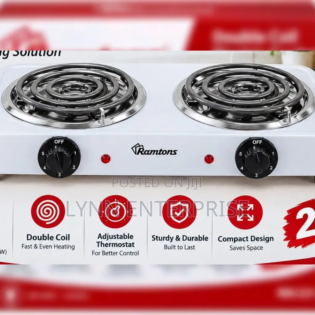 Ramtons RM/253 - Double Spiral Plate Cooker - White. (1YR WRTY) 