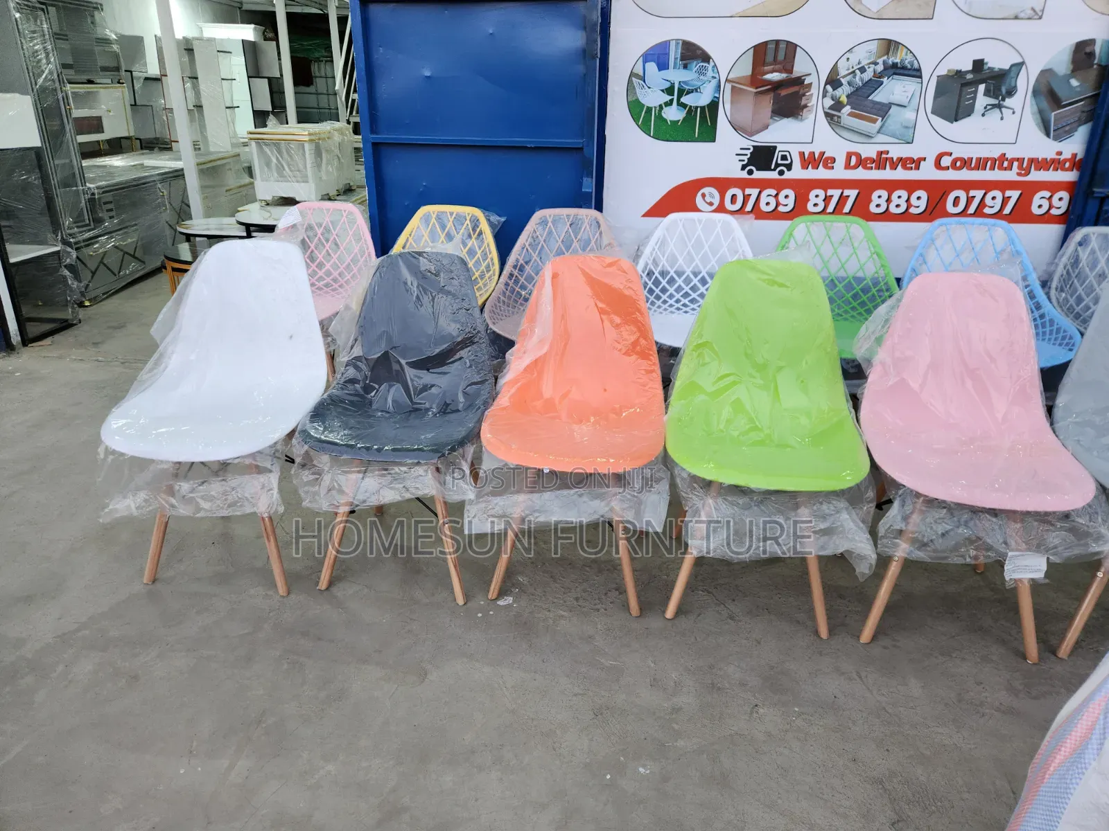 Eames Chair, Plastic Seater With Wooden Legs