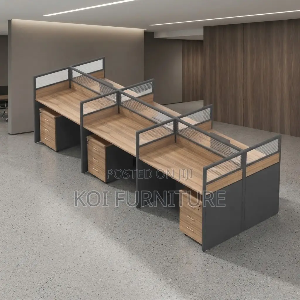 Office Workstation; Six Users MDF Modular Straight Office Workstation