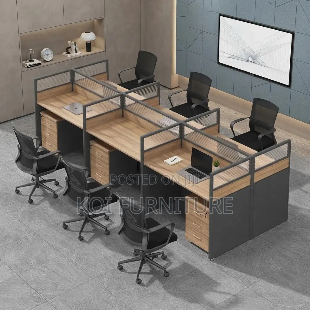 Office Workstation; Six Users MDF Modular Straight Office Workstation