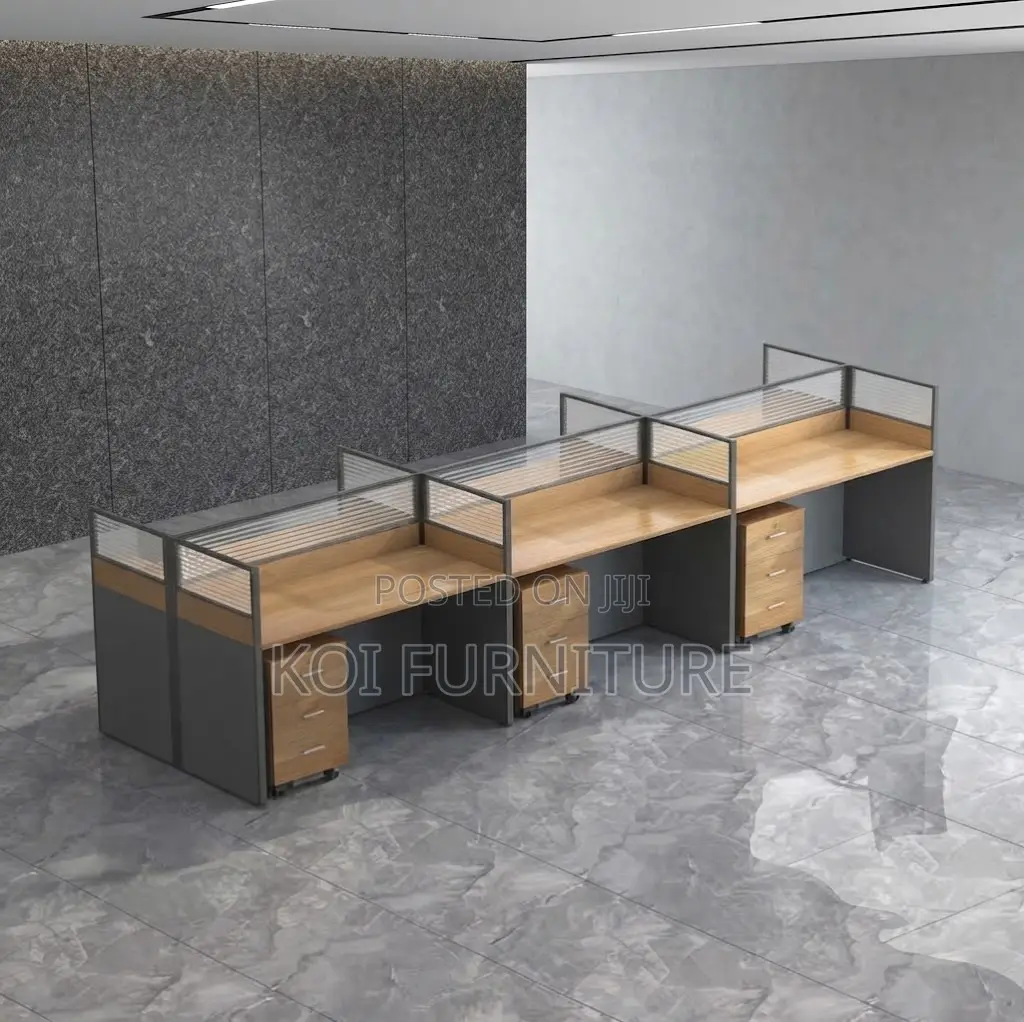 Office Workstation; Six Users MDF Modular Straight Office Workstation