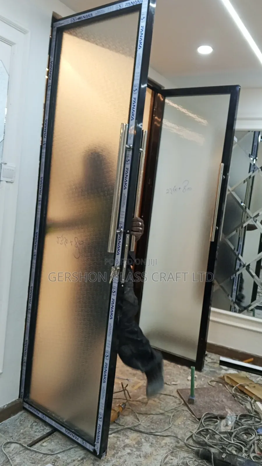 Opaque Glass Aluminium Double Door