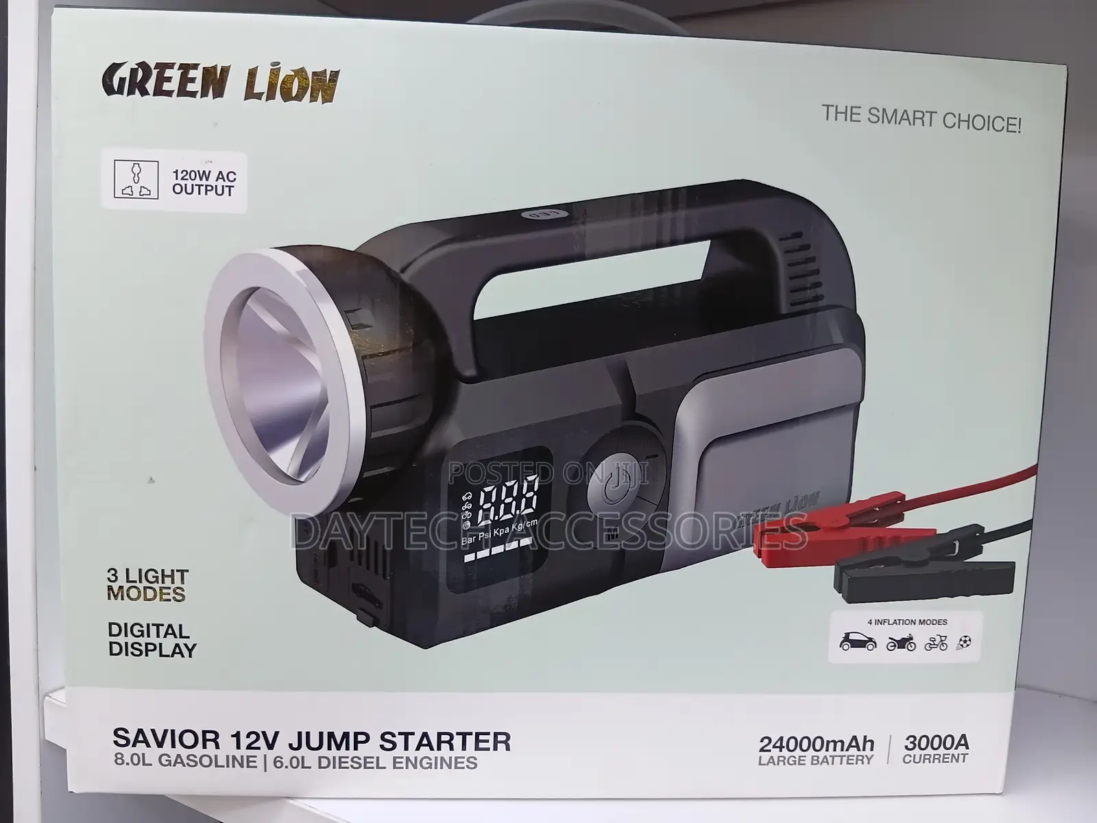 Green Lion Savior 12V Jump Starter 8L Gasoline 6L Diesel Engines