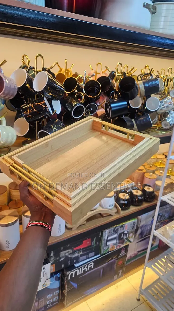 3pcs Set Bamboo Wooden Serving Trays- Rectangular Serving Trays