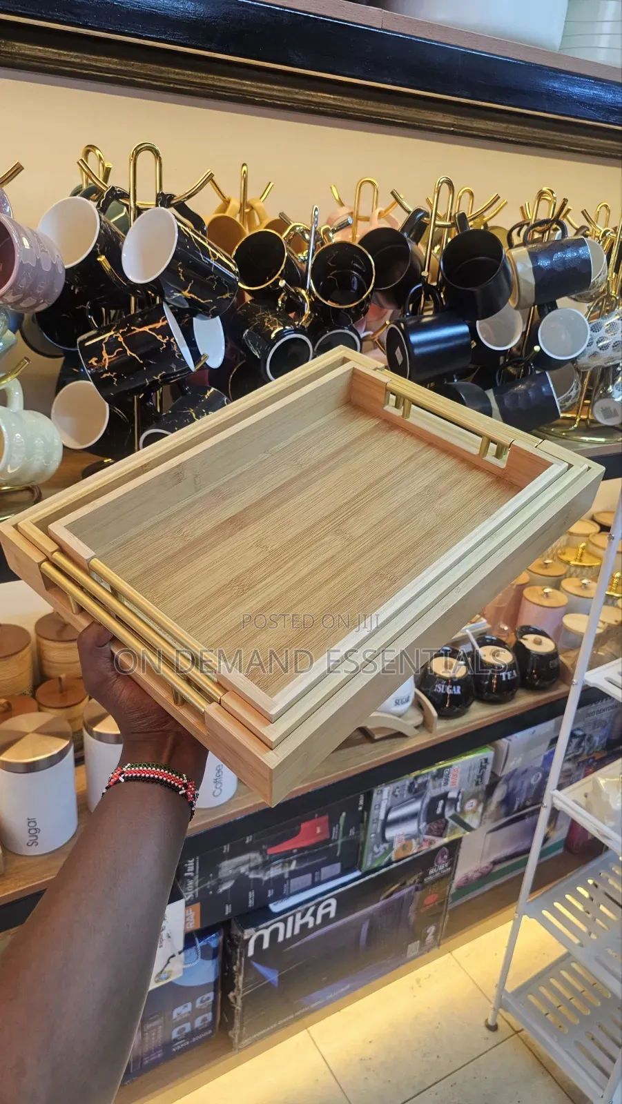 3pcs Set Bamboo Wooden Serving Trays- Rectangular Serving Trays