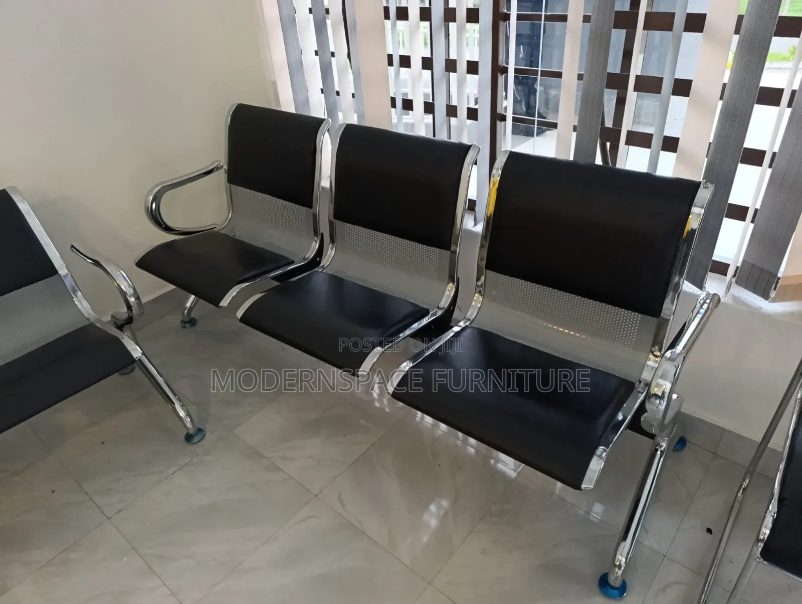 3 Seater Reception Office Bench -Black