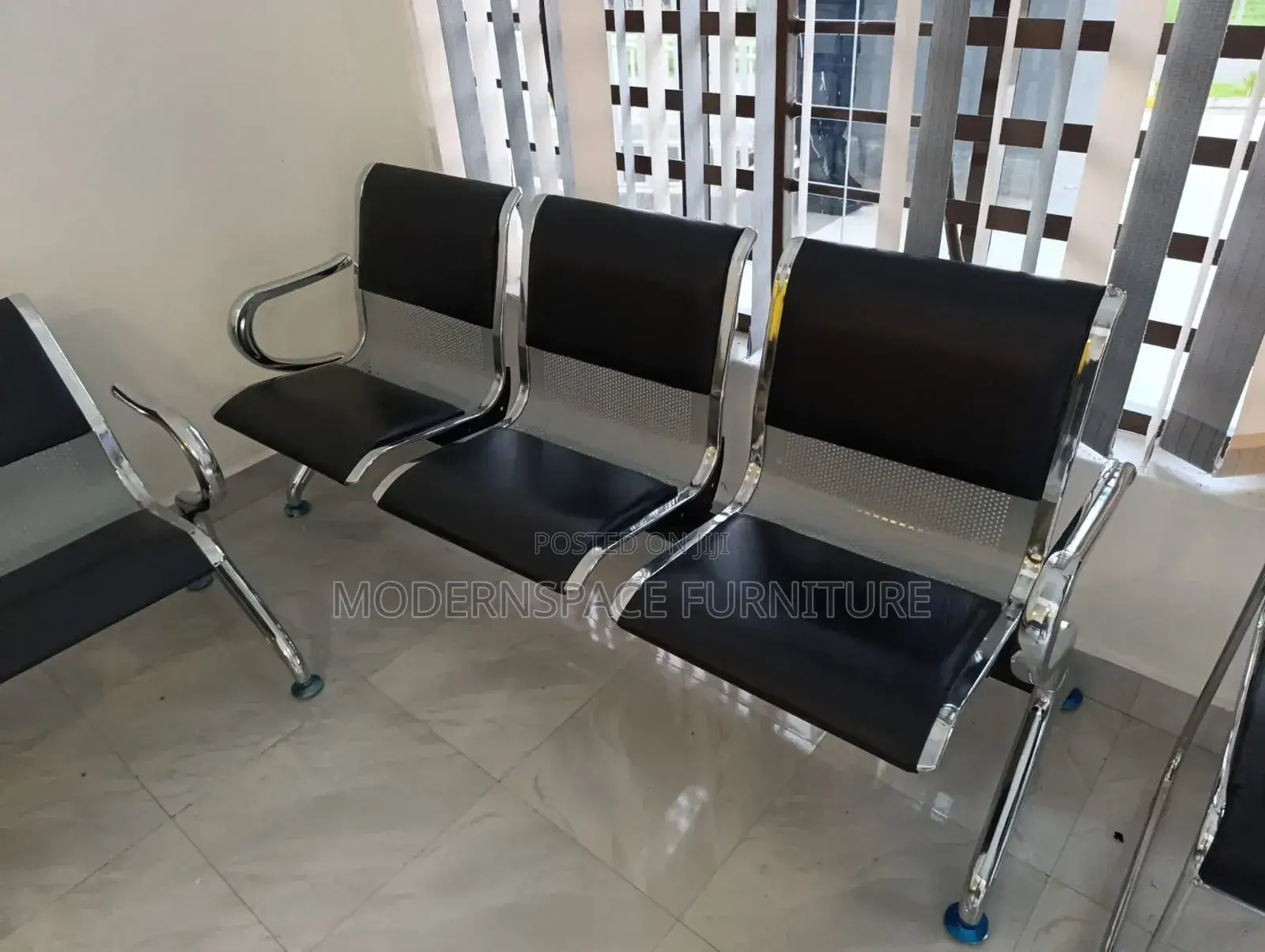 3 Seater Reception Office Bench -Black