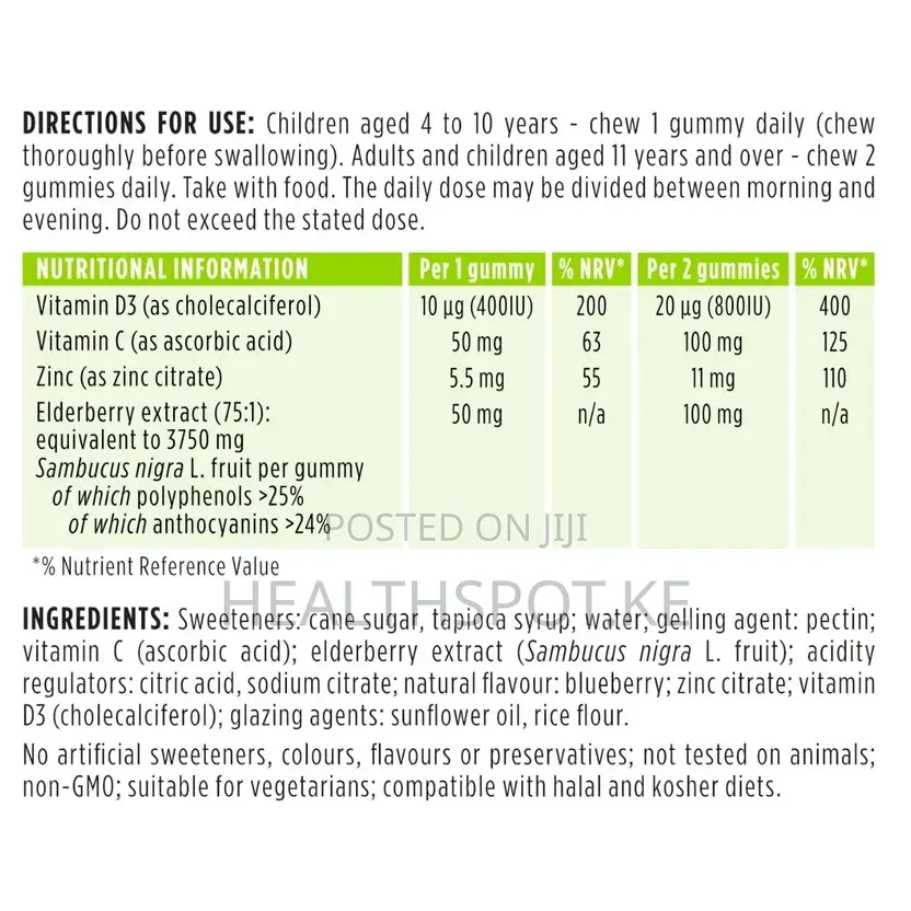 Igennus Elderberry Immune Gummies, Kids 4+, C, D3 & Zinc, 90