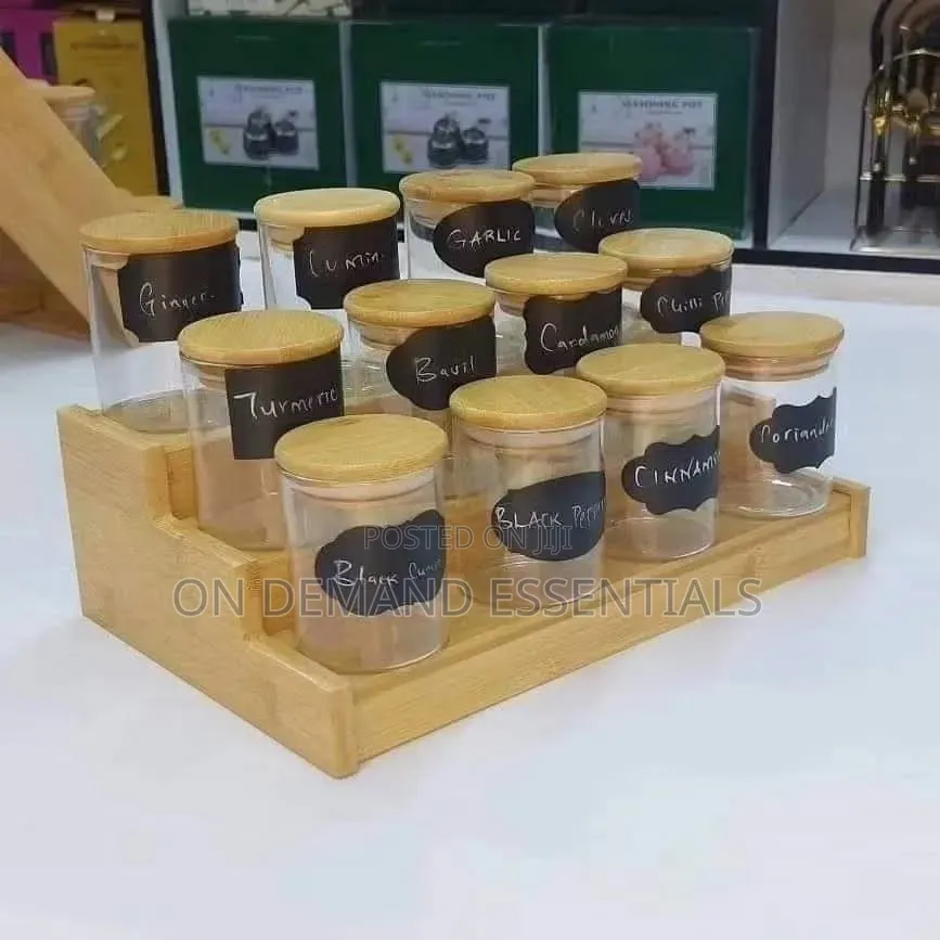 Bamboo Rack and Airtight Spice Jars