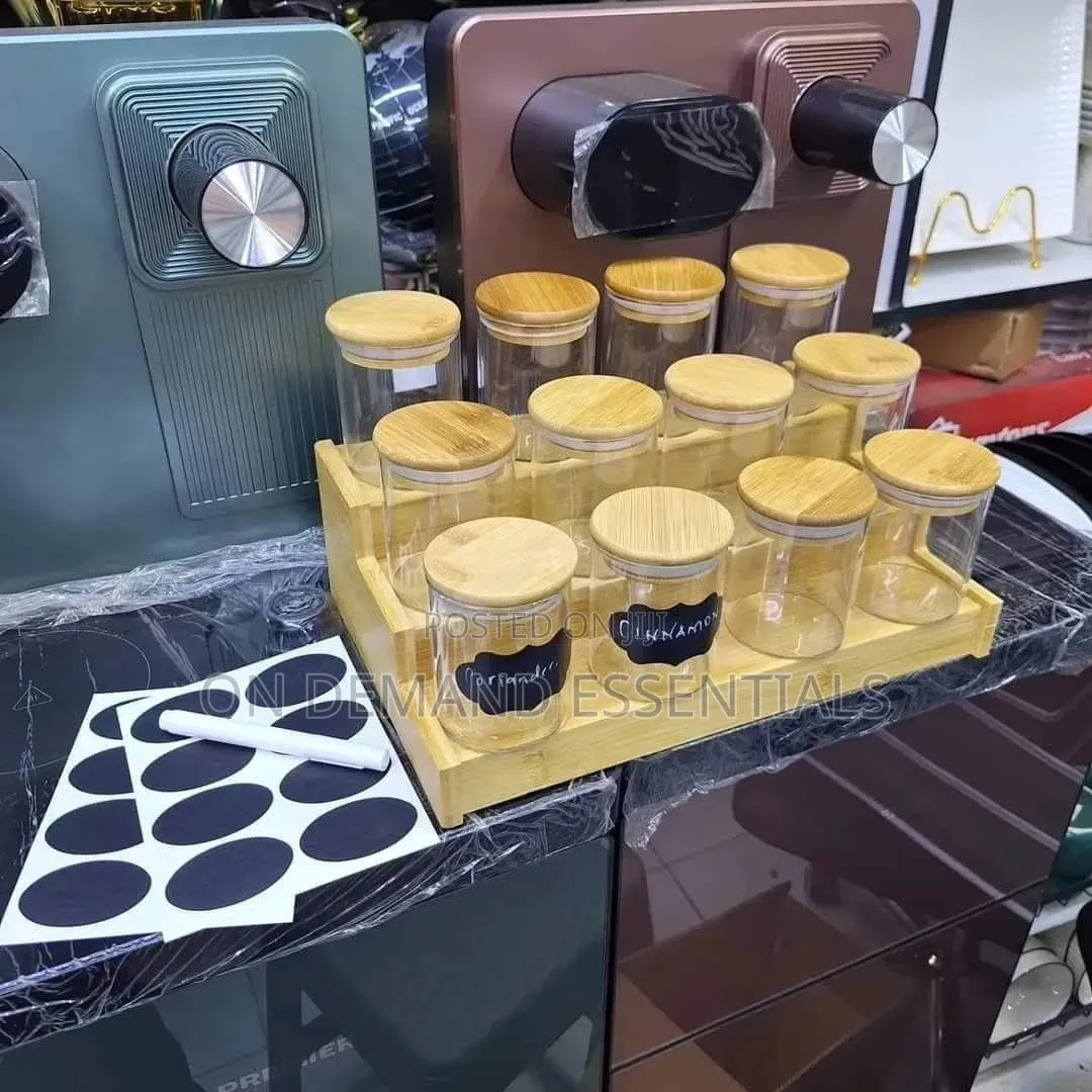 Bamboo Rack and Airtight Spice Jars