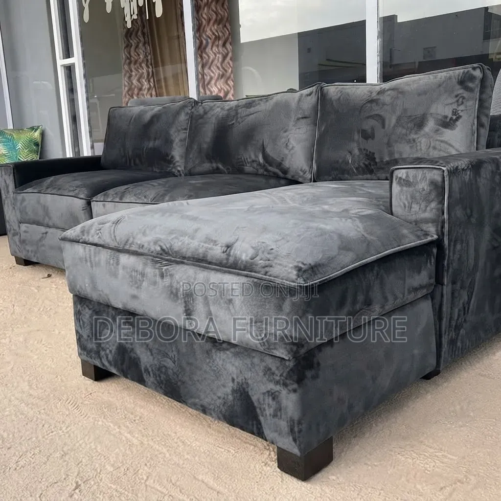 Modern Velvet L-Shape Corner Sofa Set With Chaise
