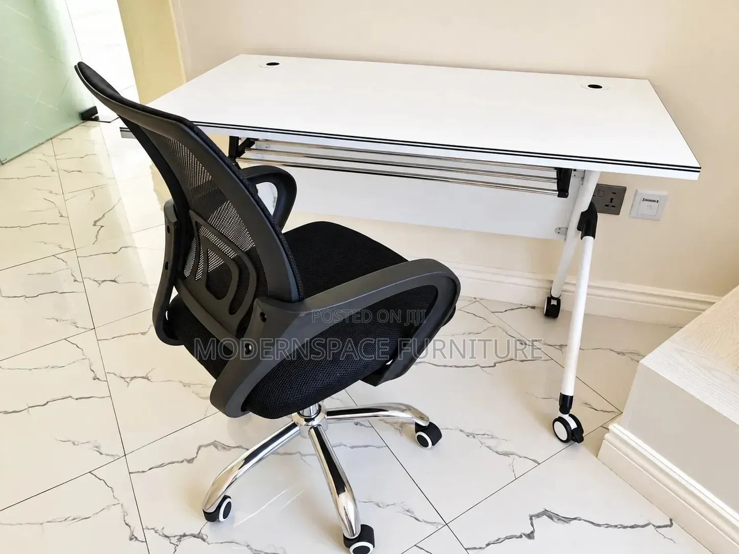 Foldable Training Study Desk With Mesh Chair