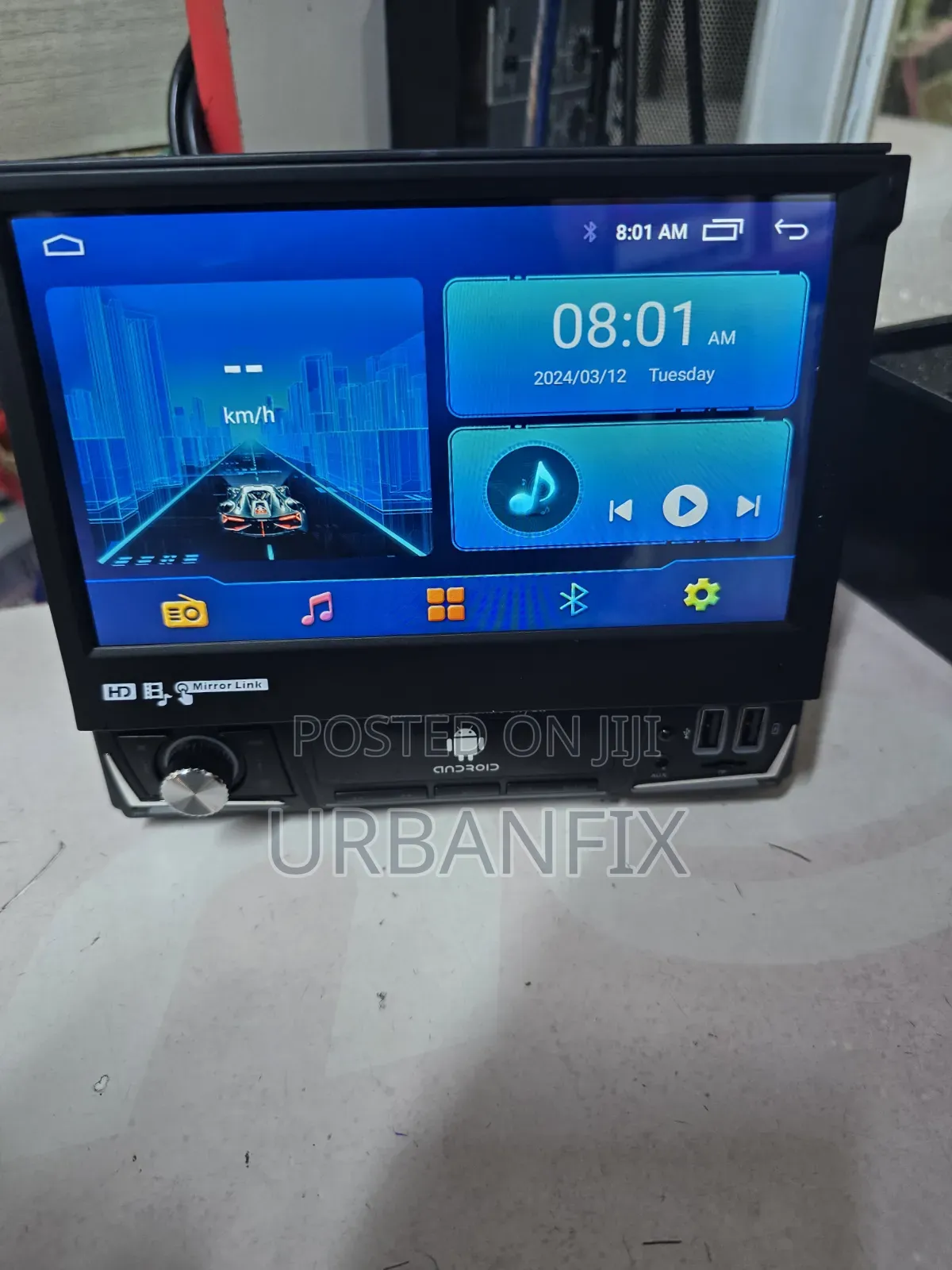 7 Inch Retractable Touch Screen Android Car Radio- 64GB Storage