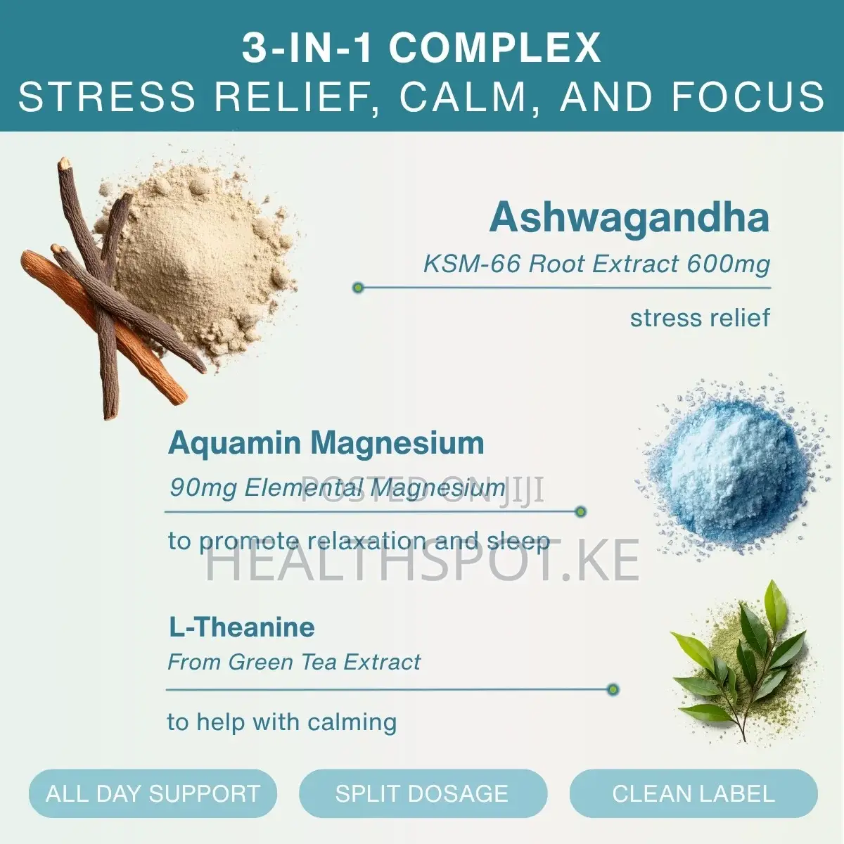 Igennus Ashwagandha KSM-66, L-Theanine & Magnesium, 60 Vegan Capsules