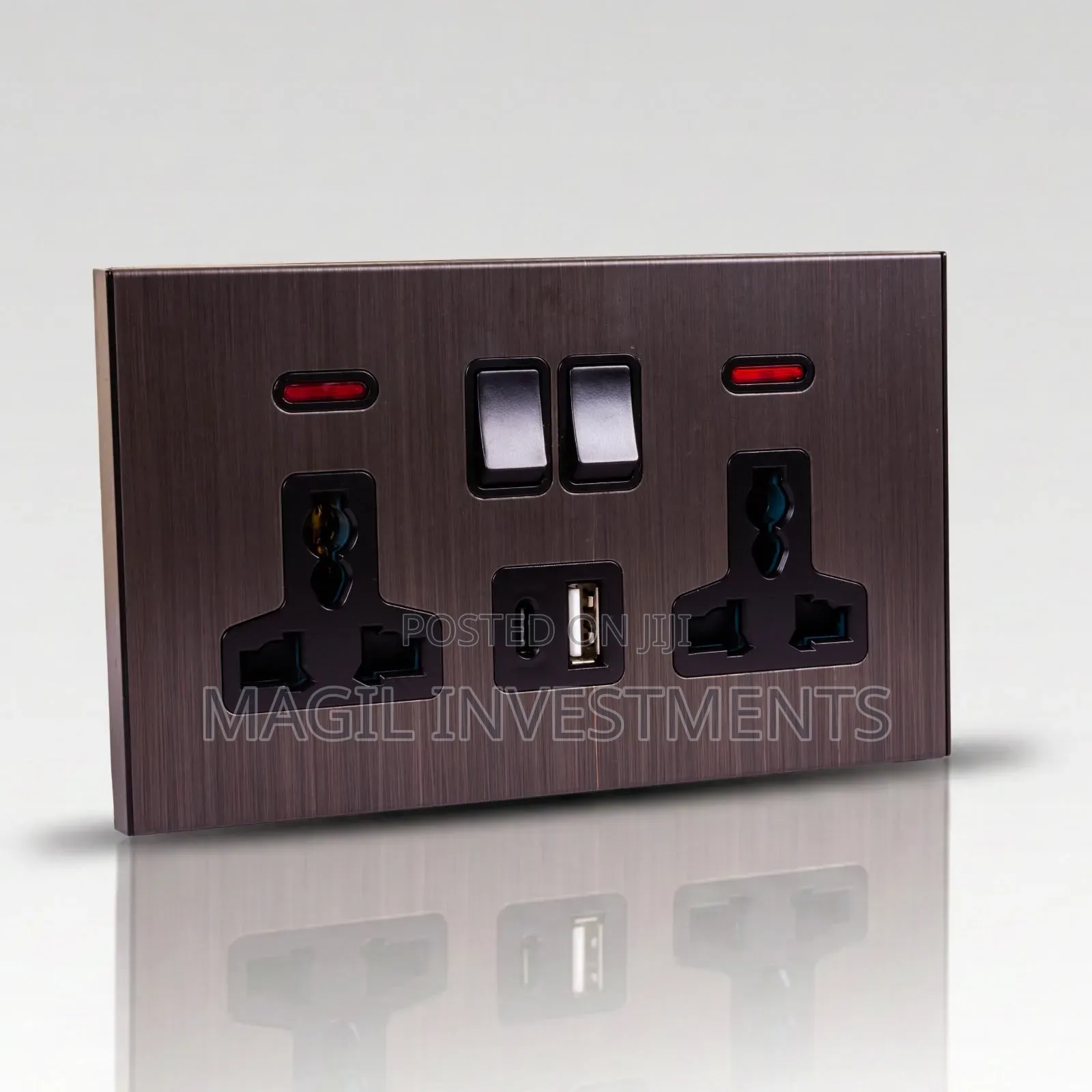 Twin Socket Wooden Glossy With USB