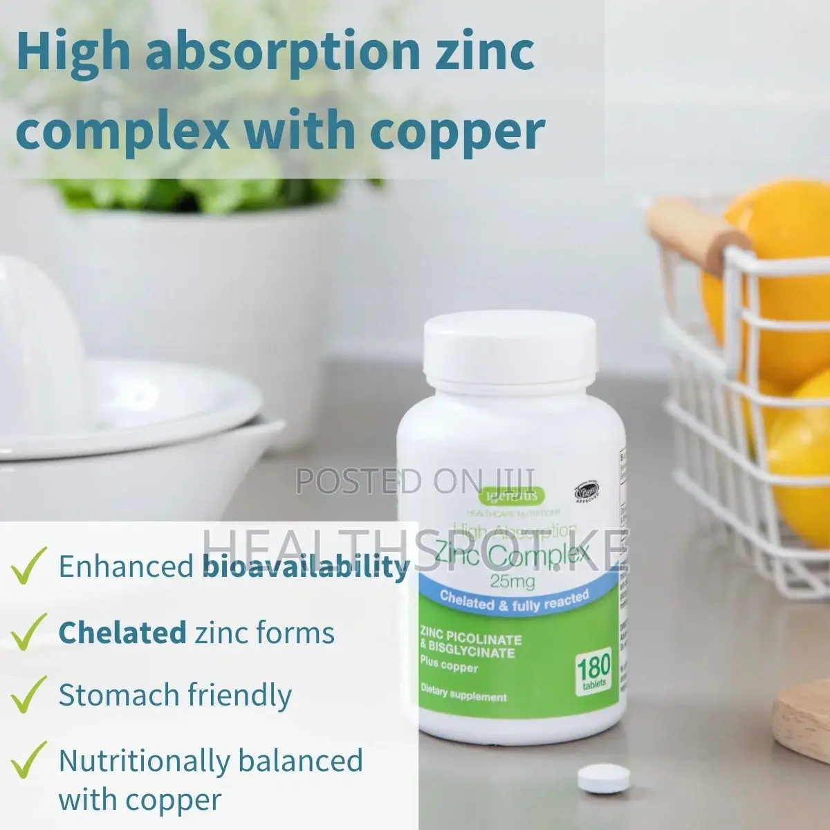 Igennus Zinc Complex 25mg – Picolinate & Bisglycinate, 180 Tablets