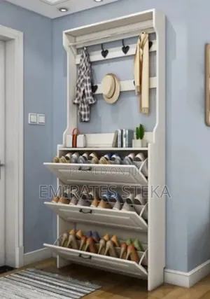 White Double Layered Bucket Flip Shoe Rack